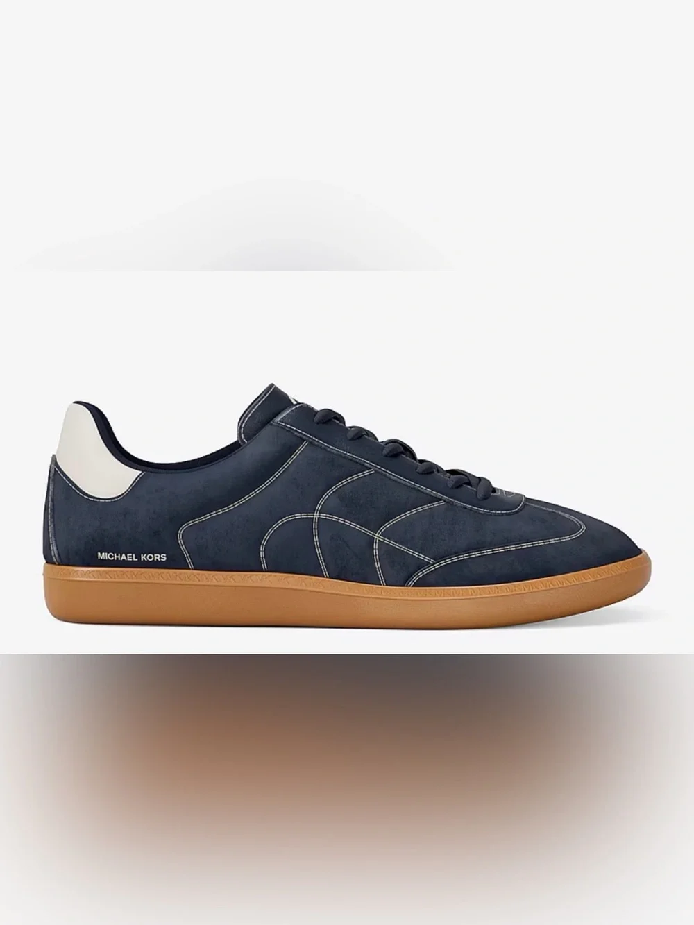 Michael Kors Navy Suede Sneakers Gum Sole Retro Low Top Designer Shoes size 7.5